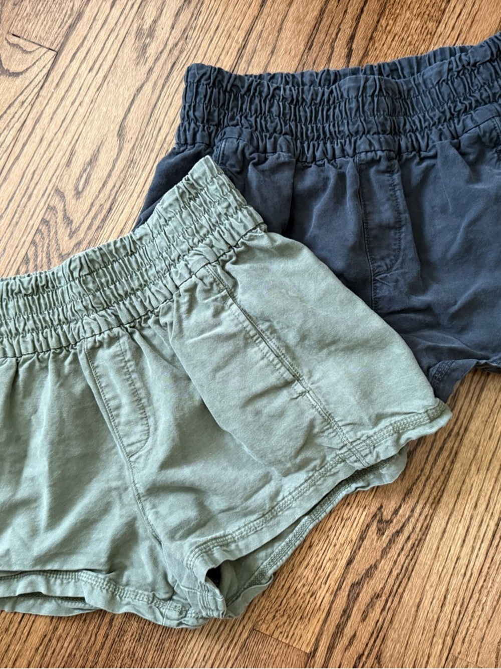 Set of 2 - AERIE Babewatch High Waisted Pull On Shorts - Olive & Black